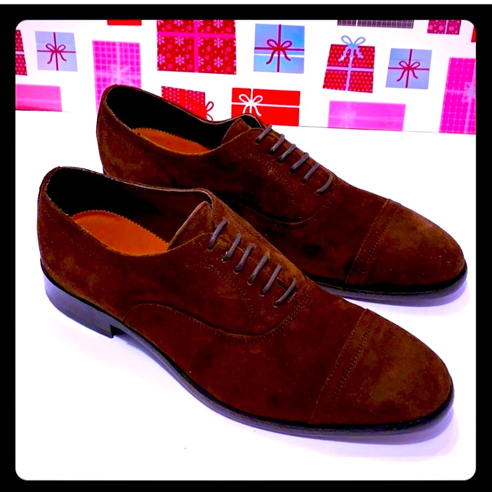 NWOT/ NEW Zara Man Cognac Suede Oxford Shoes: 8.5